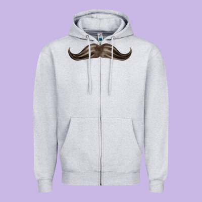 Brown Moustache Fa Element Zipper Hoodie Designed By Fadigitalartstudio