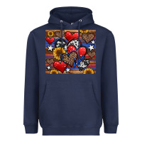 Navy 4th of july american hearts Heavyweight Hoodie - Jasminsmagicworld