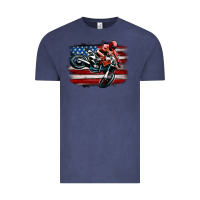 Vintage Denim dirt bike american flag Vintage Tee - MaliasSmallBusiness