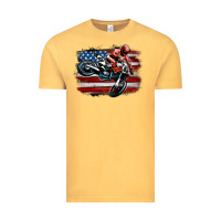 Vintage Mustard dirt bike american flag Vintage Tee - MaliasSmallBusiness