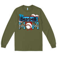 Army Green baseball mom with leopard Long Sleeve Tee - Zillion Design Studio