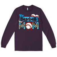 Plum baseball mom with leopard Long Sleeve Tee - Zillion Design Studio