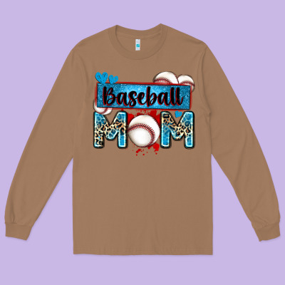 Baseball Mom With Leopard Long Sleeve Tee Designed By Zillion Design Studio