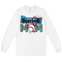 White baseball mom with leopard Long Sleeve Tee - Zillion Design Studio