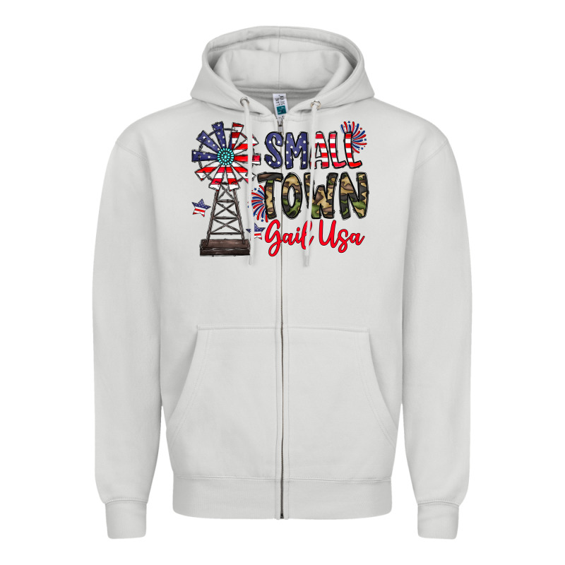 Small Town Gail Usa Zipper Hoodie by CowhideDigitalArt | Teevron