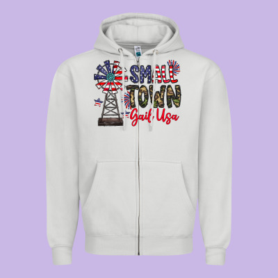 Small Town Gail Usa Zipper Hoodie Designed By Cowhidedigitalart
