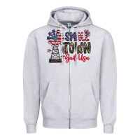 Heather Grey small town gail usa Zipper Hoodie - CowhideDigitalArt