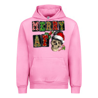 Fuchsia Pink Merry af skeleton messy bun Urban Hoodie - NancyCooperArtShop
