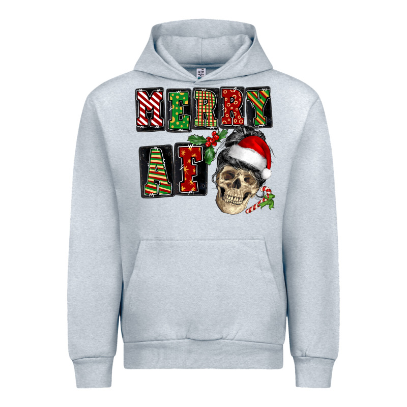 Merry Af Skeleton Messy Bun Urban Hoodie by NancyCooperArtShop | Teevron