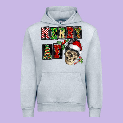 Merry Af Skeleton Messy Bun Urban Hoodie Designed By Nancycooperartshop