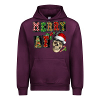 Mauve Wine Merry af skeleton messy bun Urban Hoodie - NancyCooperArtShop
