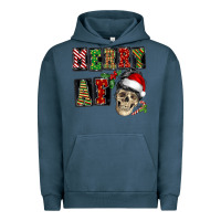 Pigment Midnight Navy Merry af skeleton messy bun Urban Hoodie - NancyCooperArtShop