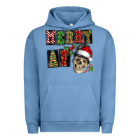 Pigment Pebble Blue Merry af skeleton messy bun Urban Hoodie - NancyCooperArtShop