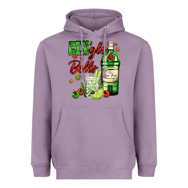 Gin`gle Bells With Bottle And Cocktail Heavyweight Hoodie by AdoDesignShop | Teevron
