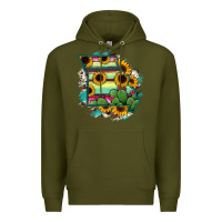Army Green Missouri Map Sunflower Cactus Serape Premium Hoodie - RanaPortraitStore