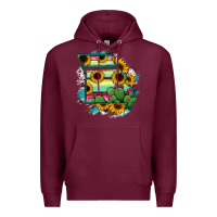 Burgundy Missouri Map Sunflower Cactus Serape Premium Hoodie - RanaPortraitStore