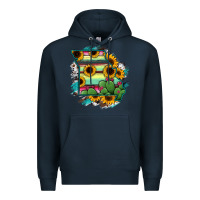 Navy Missouri Map Sunflower Cactus Serape Premium Hoodie - RanaPortraitStore