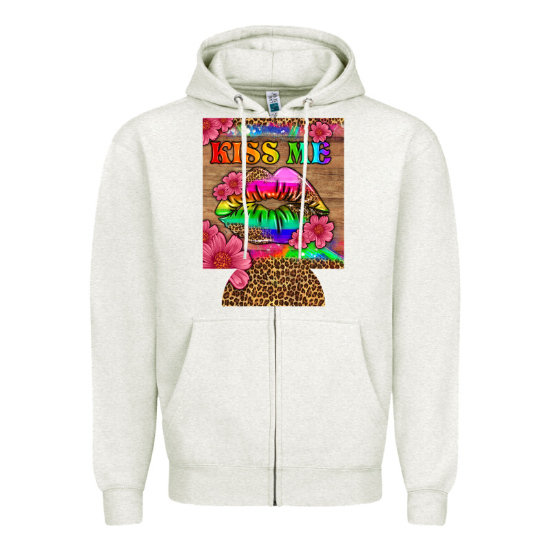 Lgbtq Kiss Me  Can Cooler Zipper Hoodie by HRA Design Shop | Teevron