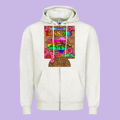 Lgbtq Kiss Me  Can Cooler Zipper Hoodie Designed By Hra Design Shop