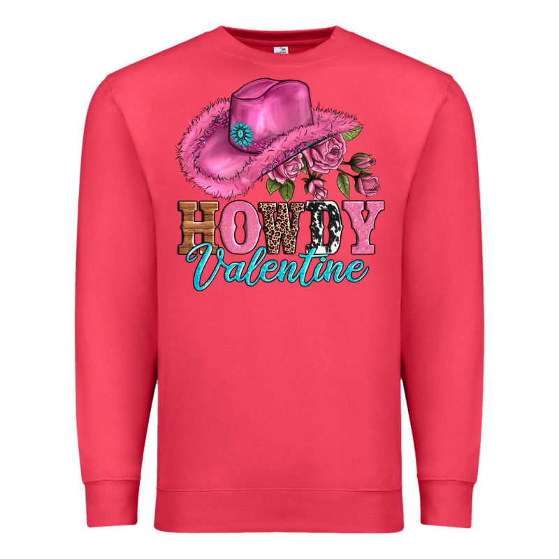 Valentines Day Cowgirl Hat And Howdy Premium Sweatshirt by AdoDesignShop | Teevron