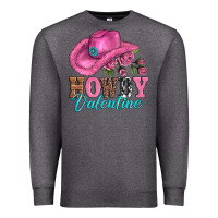 Charcoal Heather valentines day cowgirl hat and howdy Premium Sweatshirt - AdoDesignShop