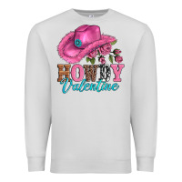 Dove Grey valentines day cowgirl hat and howdy Premium Sweatshirt - AdoDesignShop