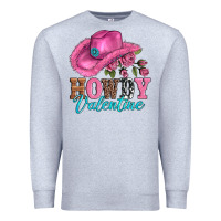 Heather Grey valentines day cowgirl hat and howdy Premium Sweatshirt - AdoDesignShop