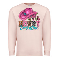Pale Pink valentines day cowgirl hat and howdy Premium Sweatshirt - AdoDesignShop