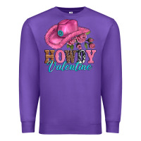 Purple valentines day cowgirl hat and howdy Premium Sweatshirt - AdoDesignShop