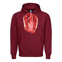 Burgundy Catchers Mitt Fa Element Zipper Hoodie - FaDigitalArtStudio