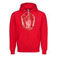 Red Catchers Mitt Fa Element Zipper Hoodie - FaDigitalArtStudio