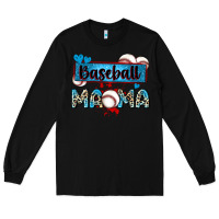 Black baseball mama with leopard Long Sleeve Tee - Zillion Design Studio