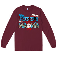 Burgundy baseball mama with leopard Long Sleeve Tee - Zillion Design Studio