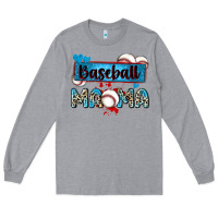 Heather Grey baseball mama with leopard Long Sleeve Tee - Zillion Design Studio