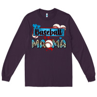 Plum baseball mama with leopard Long Sleeve Tee - Zillion Design Studio