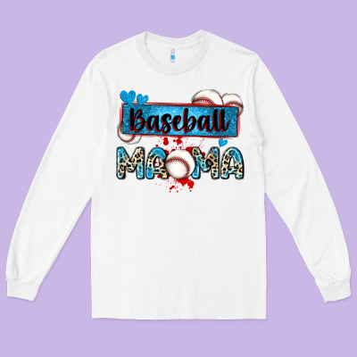 Baseball Mama With Leopard Long Sleeve Tee Designed By Zillion Design Studio