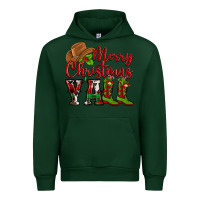 Forest Green Merry Christmas Y'all Cowboy Urban Hoodie - MaliasSmallBusiness
