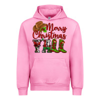 Fuchsia Pink Merry Christmas Y'all Cowboy Urban Hoodie - MaliasSmallBusiness