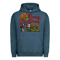 Pigment Midnight Navy Merry Christmas Y'all Cowboy Urban Hoodie - MaliasSmallBusiness