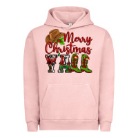 Pigment Salmon Merry Christmas Y'all Cowboy Urban Hoodie - MaliasSmallBusiness