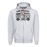 Heather Grey summer night & dirt track lights Zipper Hoodie - CowhideDigitalArt