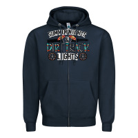 Navy summer night & dirt track lights Zipper Hoodie - CowhideDigitalArt