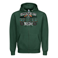 Sports Green summer night & dirt track lights Zipper Hoodie - CowhideDigitalArt