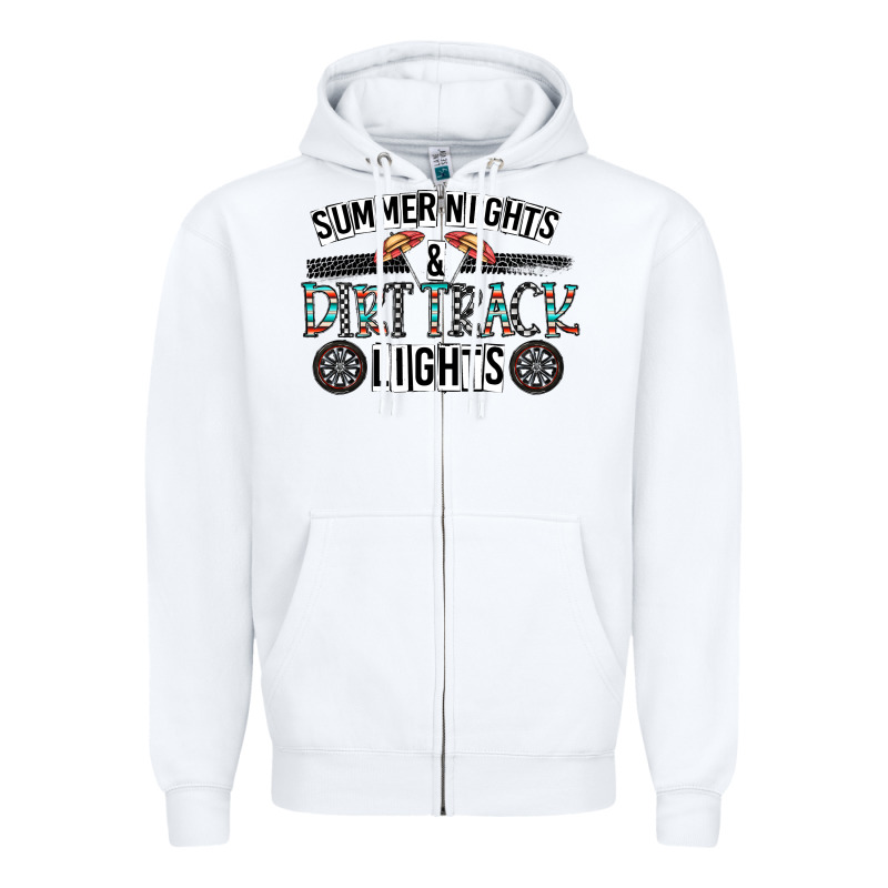 Summer Night & Dirt Track Lights Zipper Hoodie by CowhideDigitalArt | Teevron