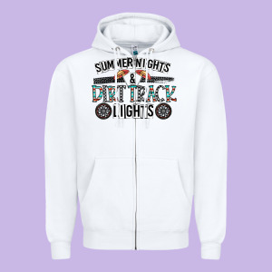Summer Night & Dirt Track Lights Zipper Hoodie Designed By Cowhidedigitalart
