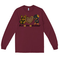 Burgundy peace love dachshund Long Sleeve Tee - RanaPortraitStore