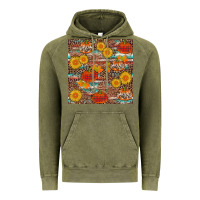 Vintage Olive pumpkin plaid sunflower seamless Vintage Hoodie - AdoDesignShop