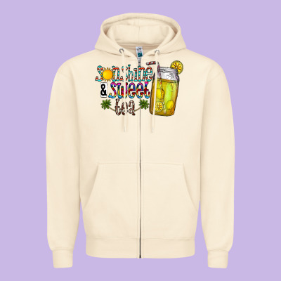 Sunshine & Sweet Tea Zipper Hoodie Designed By Cowhidedigitalart