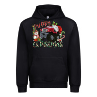 Black Merry Christmas Monster Truck Urban Hoodie - MaliasSmallBusiness