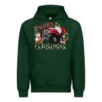 Forest Green Merry Christmas Monster Truck Urban Hoodie - MaliasSmallBusiness